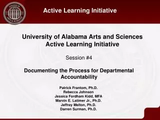 University of Alabama Arts and Sciences Active Learning Initiative