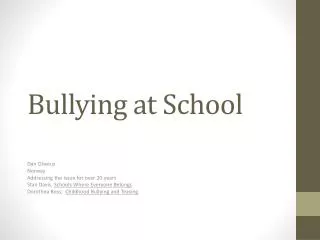 Bullying at School