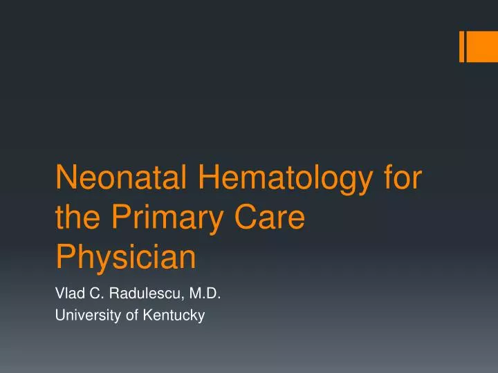 neonatal hematology for the primary care physician
