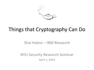 Things that Cryptography Can Do