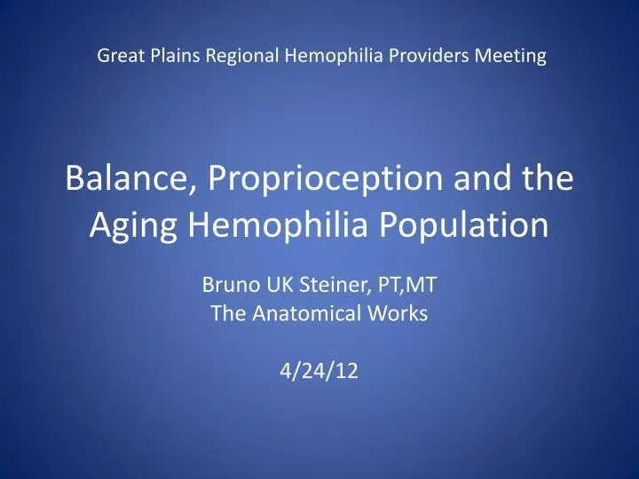 balance p roprioception and the aging h emophilia p opulation