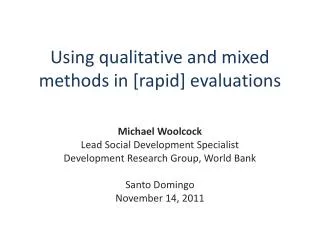 using qualitative and mixed methods in rapid evaluations