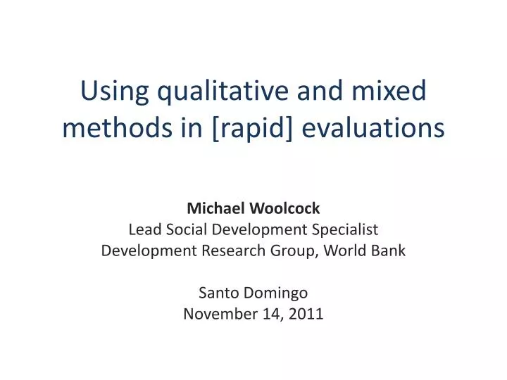 using qualitative and mixed methods in rapid evaluations