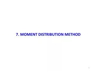 7. MOMENT DISTRIBUTION METHOD