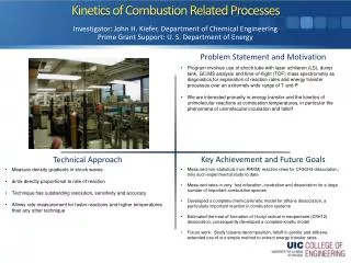 Kinetics of Combustion Related Processes