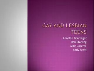 Gay and Lesbian Teens