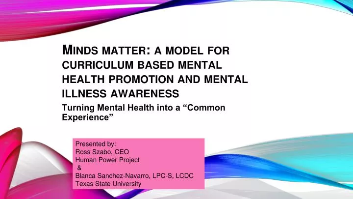 minds matter a model for curriculum based mental health promotion and mental illness awareness