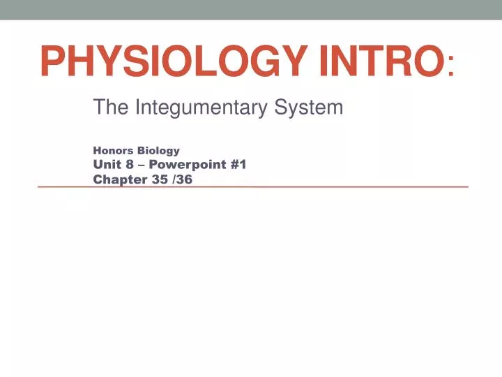 physiology intro