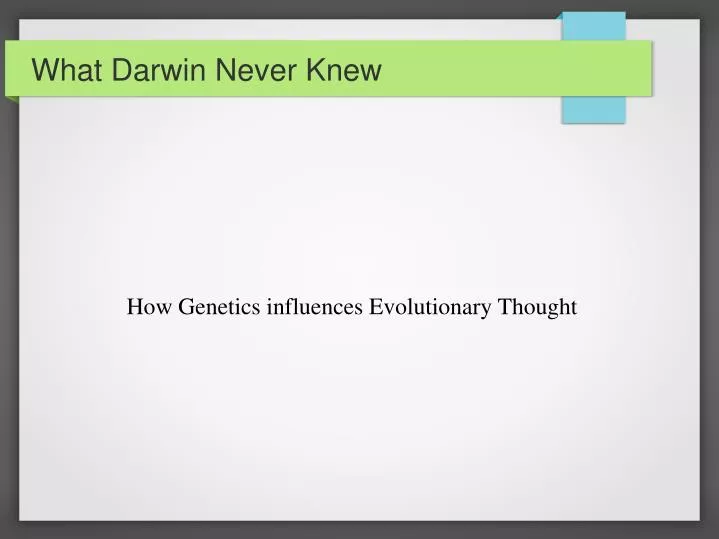 what darwin never knew