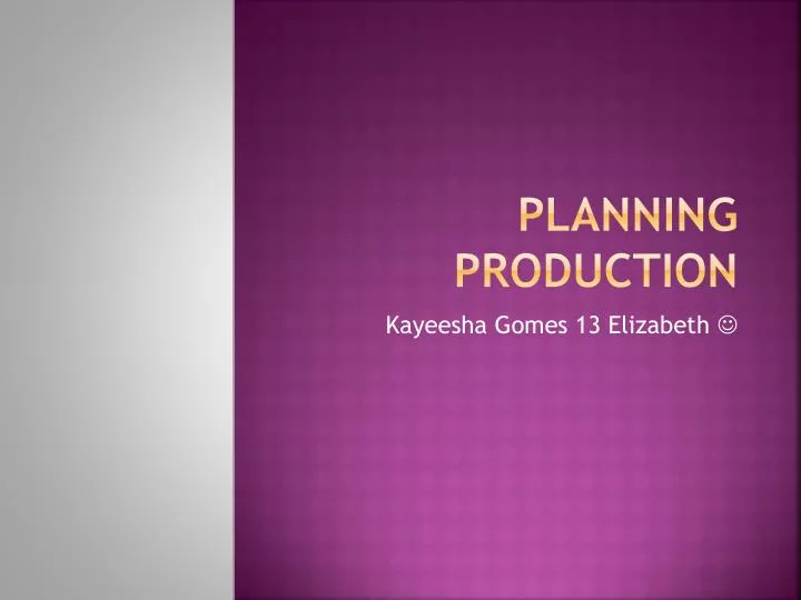 planning production