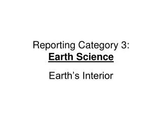 Reporting Category 3: Earth Science