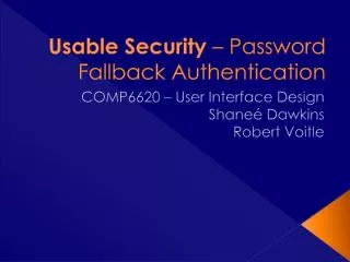 Usable Security – Password Fallback Authentication