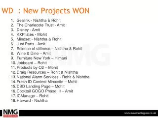 WD : New Projects WON