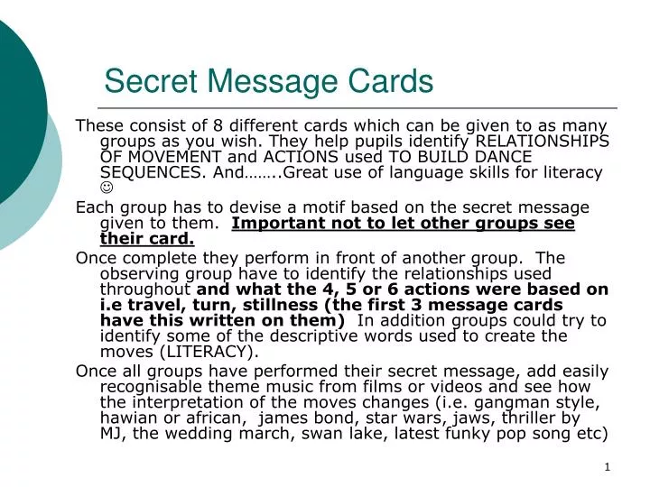 secret message cards