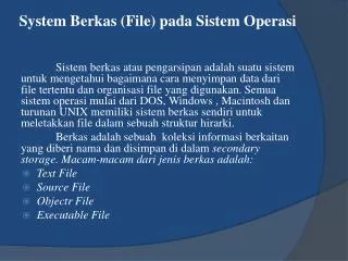 System Berkas (File) pada Sistem Operasi