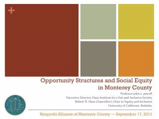 Opportunity Structures and Social Equity in Monterey County