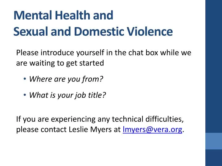 mental health and sexual and domestic violence