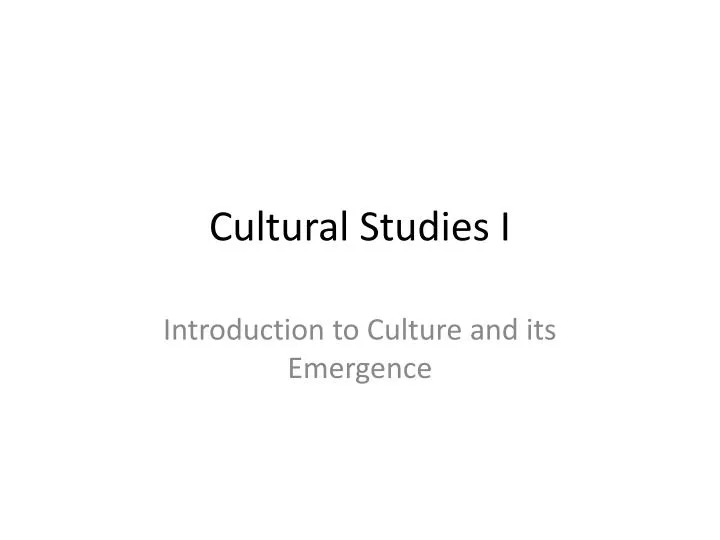 cultural studies i