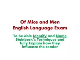 Of Mice and Men English Language Exam