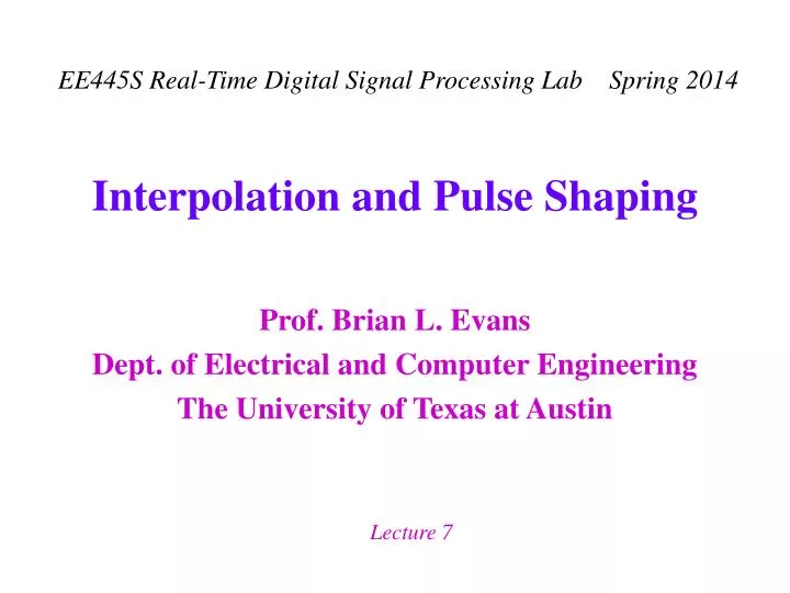 interpolation and pulse shaping