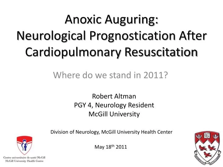 anoxic auguring neurological prognostication after cardiopulmonary resuscitation