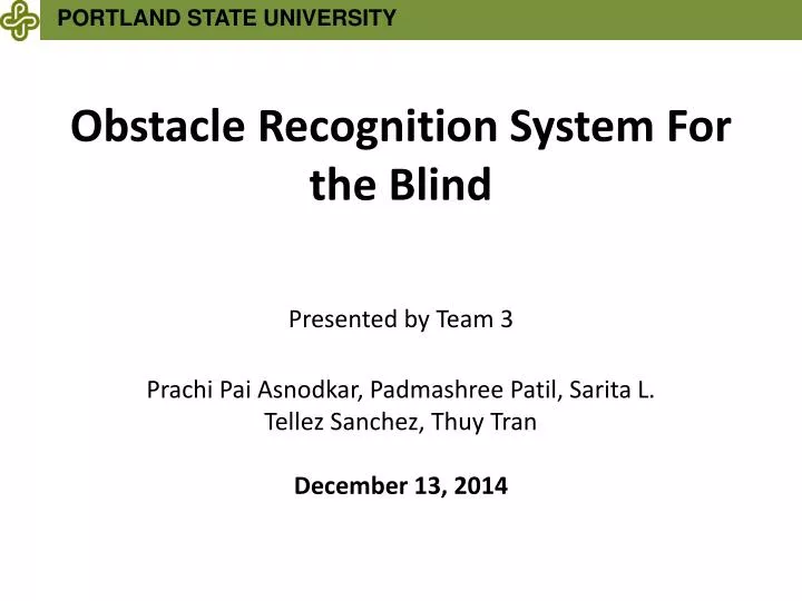 obstacle recognition system for the blind