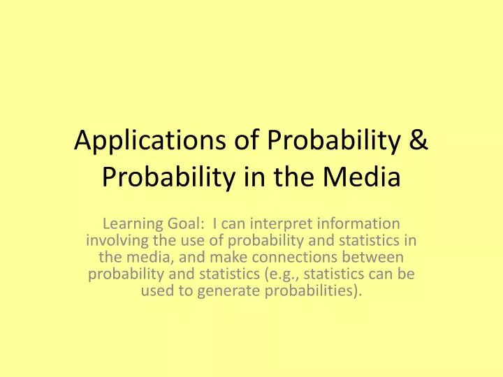 applications of probability probability in the media