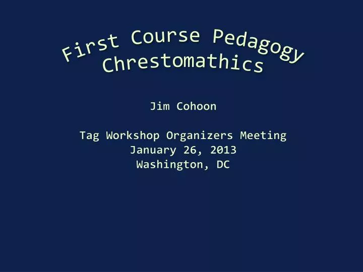 jim cohoon tag workshop organizers meeting january 26 2013 washington dc
