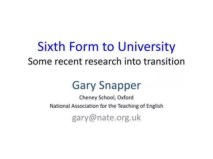 sixth form to university some recent research into transition