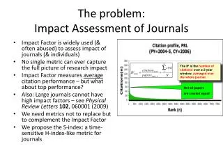 The problem: Impact Assessment of Journals
