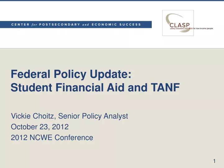 federal policy update student financial aid and tanf
