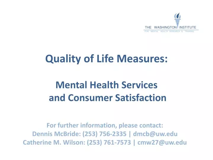 quality of life measures mental health services and consumer satisfaction