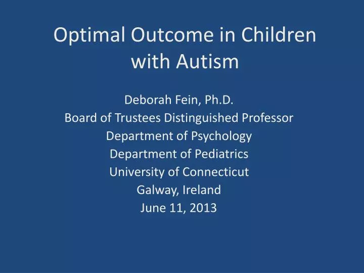 optimal outcome in children with autism