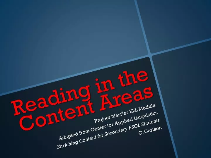 reading in the content areas