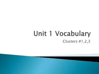 Unit 1 Vocabulary