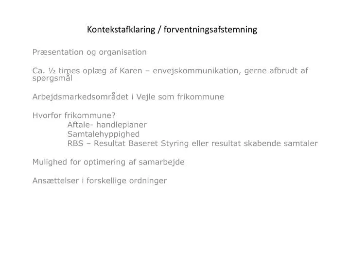 kontekstafklaring forventningsafstemning