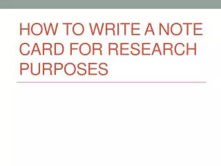 How to write a note card for research purposes