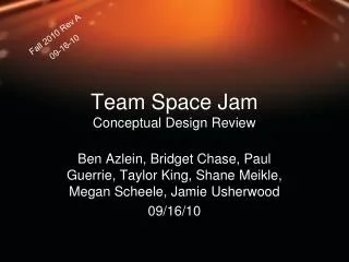 Team Space Jam Conceptual Design Review