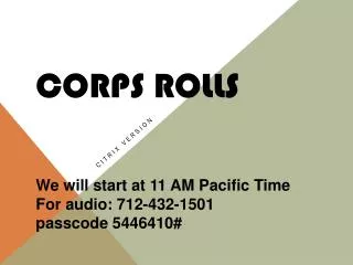 Corps Rolls