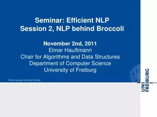 Seminar: Efficient NLP Session 2, NLP behind Broccoli