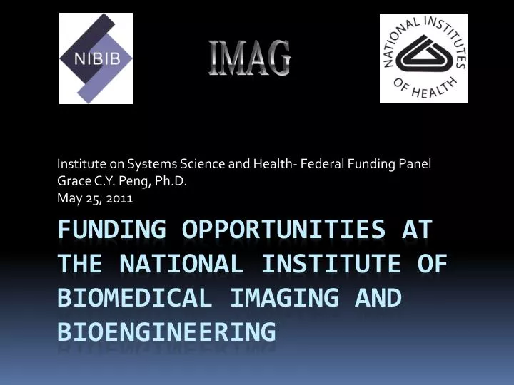 institute on systems science and health federal funding panel grace c y peng ph d may 25 2011