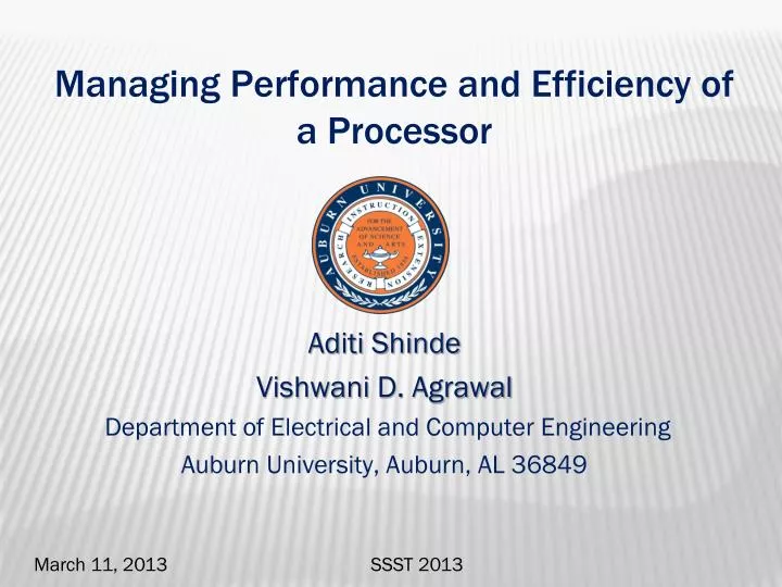 managing performance and efficiency of a processor