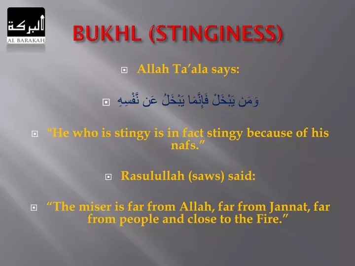 bukhl stinginess