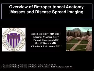 Overview of Retroperitoneal Anatomy, Masses and Disease Spread Imaging