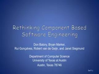 Rethinking Component Based Software Engineering
