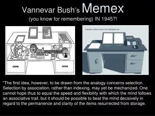 vannevar bush s memex you know for remembering in 1945