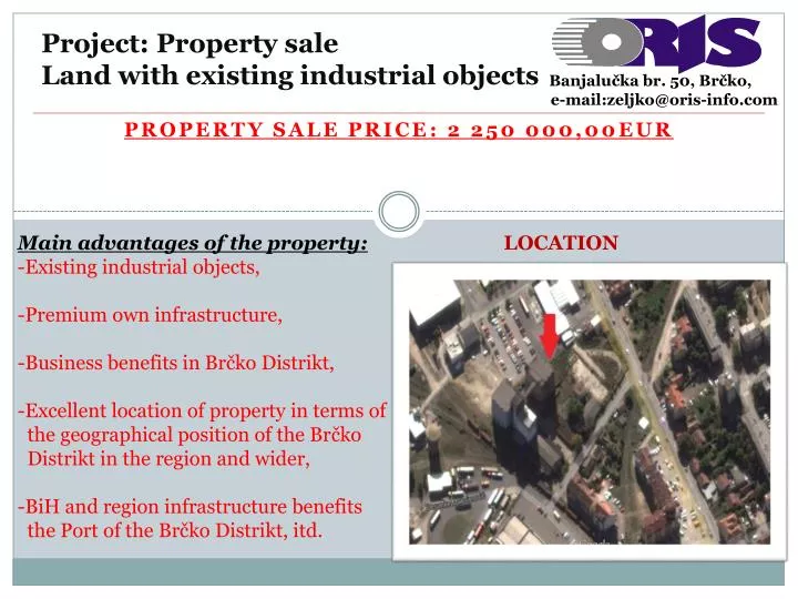 project property sale land with existing industrial objects