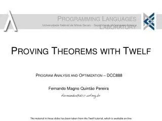 Proving Theorems with Twelf