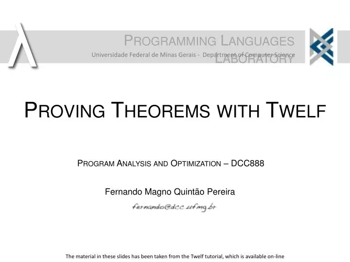 proving theorems with twelf