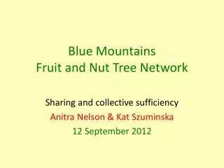 Blue Mountains Fruit and Nut Tree Network